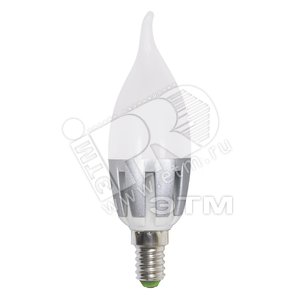 Лампа светодиодная LED 5.5вт Е14 СА37 холодная (свеча на ветру) PLED - Jazzway