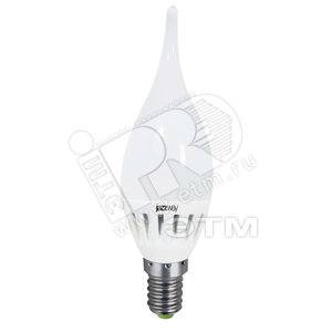 Лампа светодиодная LED 3.5Вт Е14 ECO СА37 холодная (свеча на ветру) PLED - Jazzway