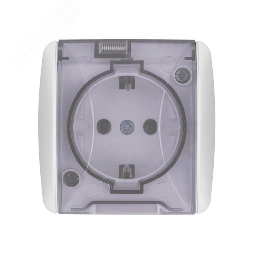 Розетка 2П+3 открытой установки IP54 16А с прозрачной крышкой белая ''Селигер'' 4