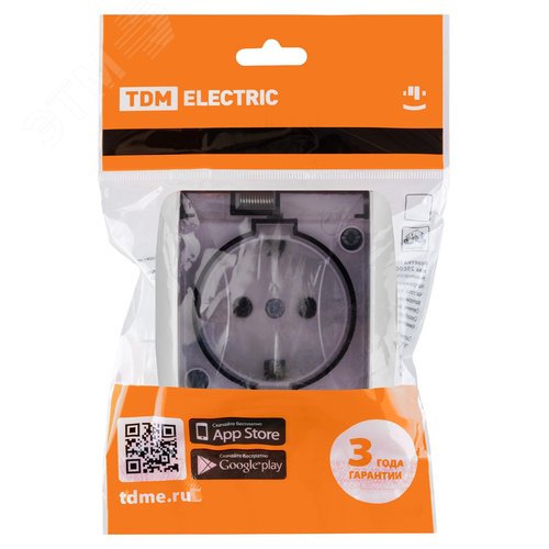 Розетка 2П+3 открытой установки IP54 16А с прозрачной крышкой белая ''Селигер'' 7