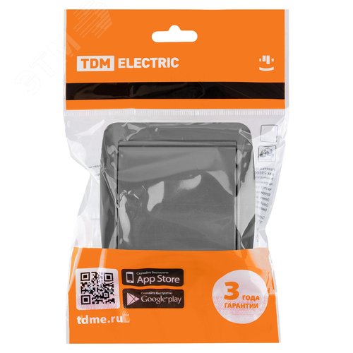 "Выключатель 1-кл. открытой установки IP44 10А серый ""Селигер"" TDM" 6