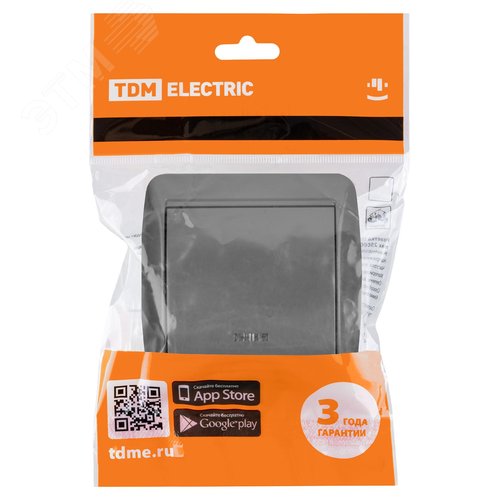 "Выключатель 1-кл. открытой установки с подсветкой IP44 10А серый ""Селигер"" TDM" 6