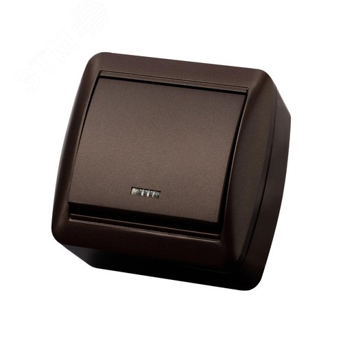 "Выключатель 1-кл. открытой установки с подсветкой IP44 10А шоколад ""Селигер"" TDM" 2