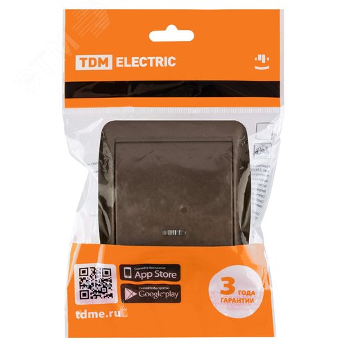 "Выключатель 1-кл. открытой установки с подсветкой IP44 10А шоколад ""Селигер"" TDM" 6