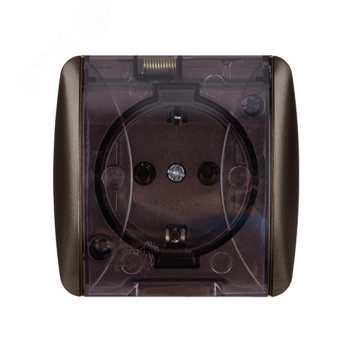 Розетка 2П+3 открытой установки IP54 16А с прозр  чной крышкой шоколад Селигер TDM" 4
