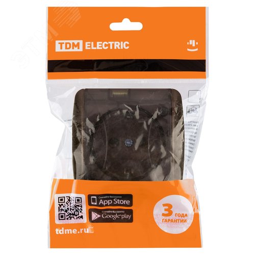 Розетка 2П+3 открытой установки IP54 16А с прозр  чной крышкой шоколад Селигер TDM" 7