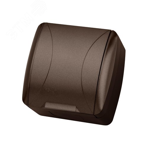 "Розетка 2П+3 открытой установки IP54 16А с крышкой шоколад ""Селигер"" TDM" 2