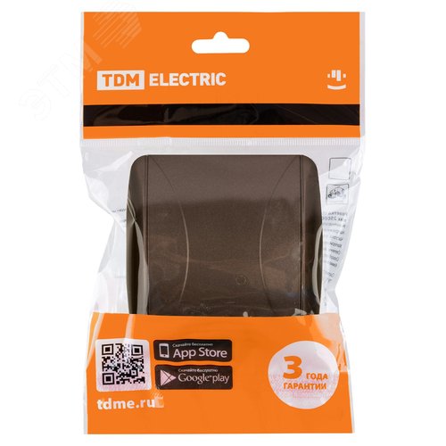 "Розетка 2П+3 открытой установки IP54 16А с крышкой шоколад ""Селигер"" TDM" 6