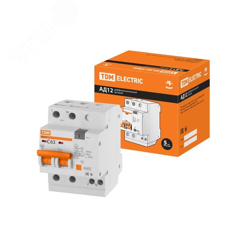 Выключатель автоматический дифференциального тока АД12 2Р 63А 100мА