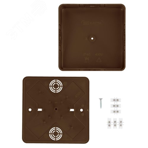 Коробка распаячная КР 100х100х29 ОП бук, с клем колодкой, IP40, инд. штрихкод 4