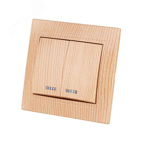 Выключатель 2 кл. с подсветкой 10А ЭКО (сосна) Таймыр TDM