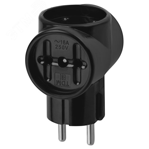 Тройник 3х2П 16А 250B ЕВРО черный Ретро (карболит) TDM