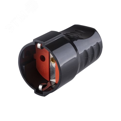 Кабельная розетка рифленая 2П+З 16А 250B черная TDM - TDM ELECTRIC