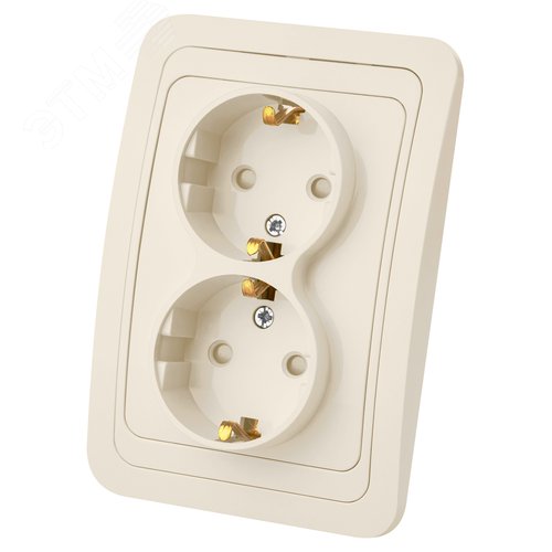 Розетка двойная 2П+З 16А c защитными шторками сл. кость  Валдай  TDM