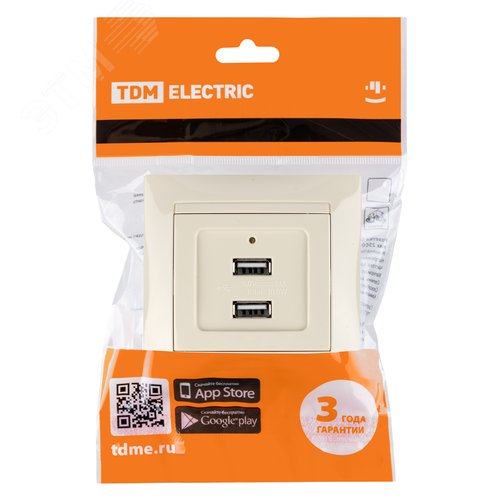 "Розетка 2USB порт 2,1А 5В сл. кость ""Лама"" TDM" - TDM ELECTRIC