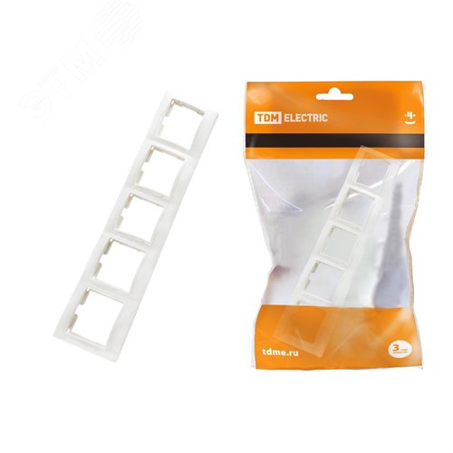 Рамка 5 постовая горизонтальная белая Таймыр TDM