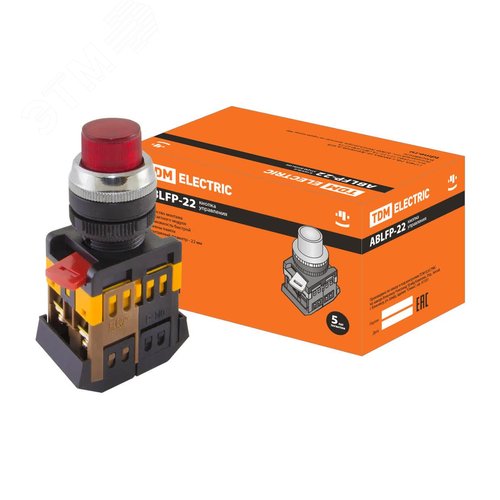 Кнопка ABLFP-22 красный d22мм неон/230В 1з+1р - TDM ELECTRIC
