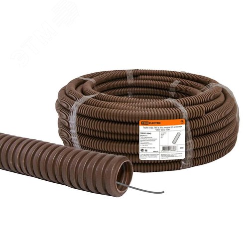 Труба гофрированная ПВХ d 20 с зондом (25 м) легкая ''ЭКО'' (бук)