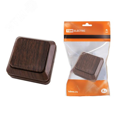 Выключатель одноклавишный открытой установки IP20 10А, бук ''Ладога''