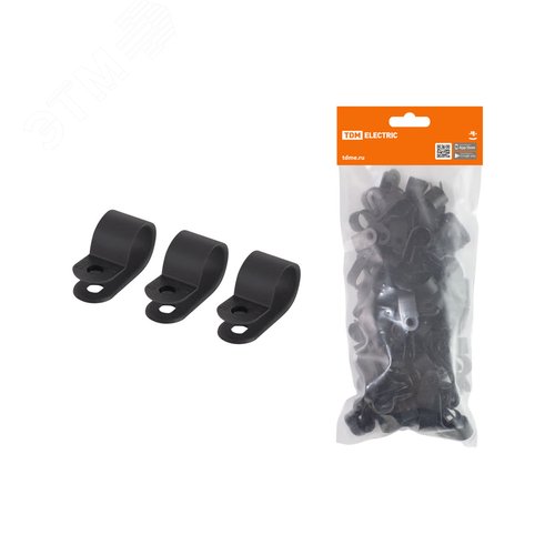 Скоба нейлоновая крепежная СКН-6 черная 100 шт TDM