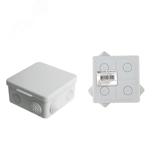 Распаячная коробка ОП 80х80х50мм крышка IP54 7вх. инд. штрихкод TDM - фото 9