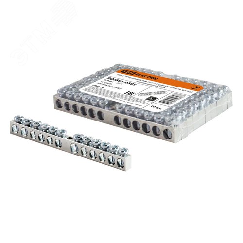 Шина N нулевая 6х9мм 12/1 (12 групп/крепеж по центру) никелированная TDM