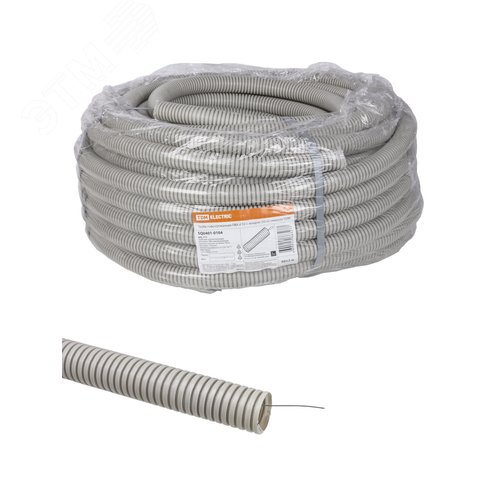 Труба гофрированная ПВХ d 32 с зондом 50 м тяжелая 750Н TDM - TDM ELECTRIC