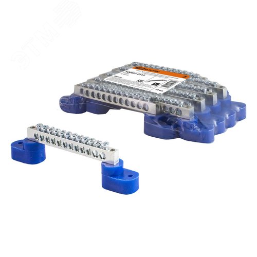 Шина N нулевая 6х9мм на двух угл. изоляторах 12 групп никелированная TDM