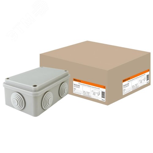 Распаячная коробка ОП 120х80х50мм крышка IP55 6 вх. TDM - TDM ELECTRIC