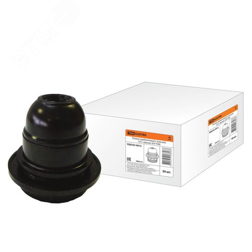 Патрон карболитовый с кольцом, Е27, черный, Б/Н - TDM ELECTRIC