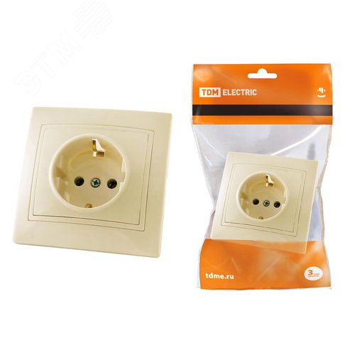 Розетка 2П+З 16А 250В (основание керамика) сл. кость Таймыр TDM