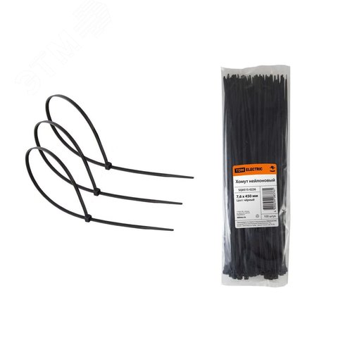 Хомут 7,6х450мм нейлон (черный) (100шт) TDM 5