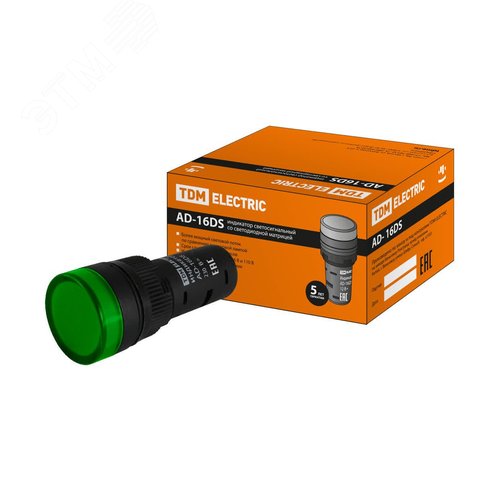 Лампа AD-16DS(LED)матрица d16мм зеленый 230В АС - TDM ELECTRIC