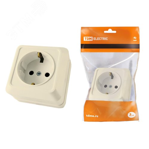 "Розетка 2П+3 открытой установки IP20 16А 250В (керамика) сл. кость ""Ладога"" TDM" 6