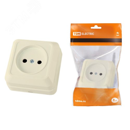 "Розетка 2П открытой установки IP20 10А 250В (керамика) сл. кость ""Ладога"" TDM" 2