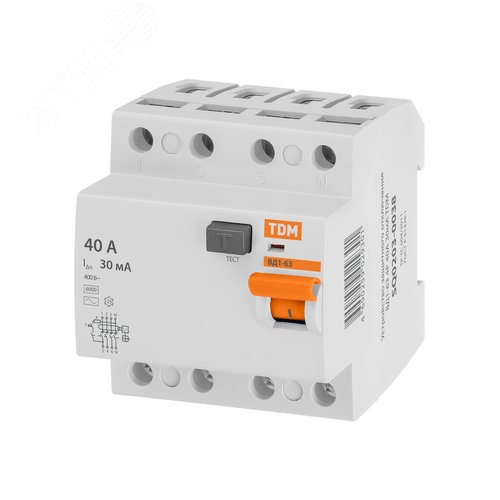 Устройство защитного отключения ВД1-63 четырехполюсное 40А 30мА 7