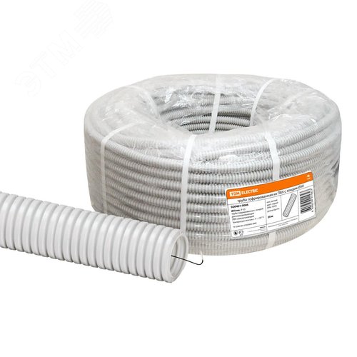 Труба гофрированная ПВХ d 50 с зондом (20 м) легкая