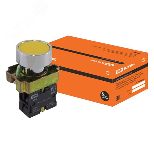 Кнопка BА51 без подсветки желтый 1з - TDM ELECTRIC