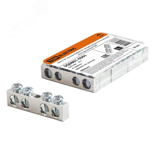 Шина N нулевая 6х9мм 4/1 (4 группы/крепеж по центру) никелированная TDM - TDM ELECTRIC