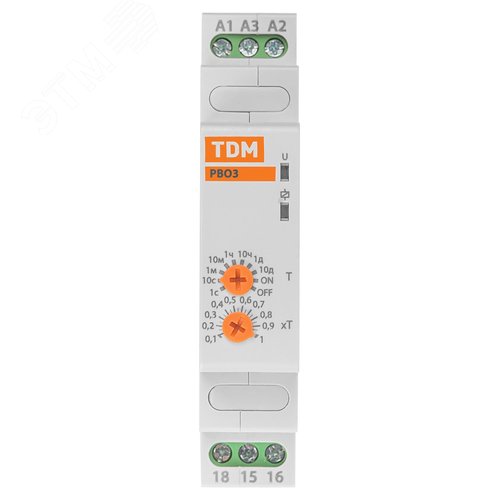Реле времени РВО3-ВЫК-0,1с/10дн-8А-24/230В-DIN (зад.выкл., 0,1с-10дней, 24/230В AC/DC) TDM 5