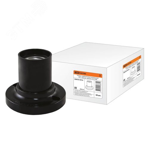 Патрон карболитовый потолочный, Е27, черный, прямой, Б/Н - TDM ELECTRIC