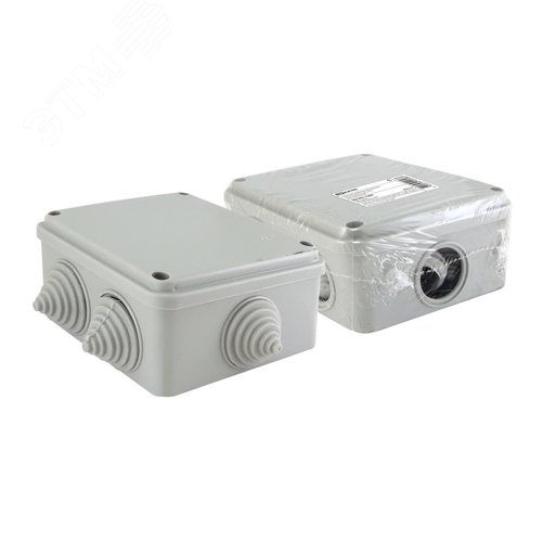 Распаячная коробка ОП 100х100х50мм, крышка на винтах, IP55, 6 входов инд. штрихкод