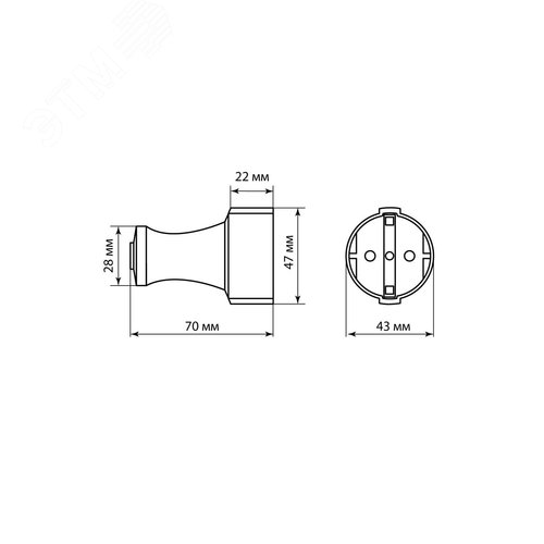 Кабельная розетка рифленая 2П+З 16А 250B черная TDM - фото 3