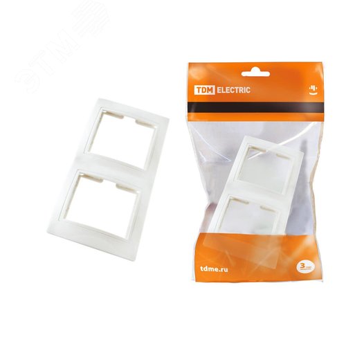 Рамка 2-х постовая вертикальная белая Таймыр TDM