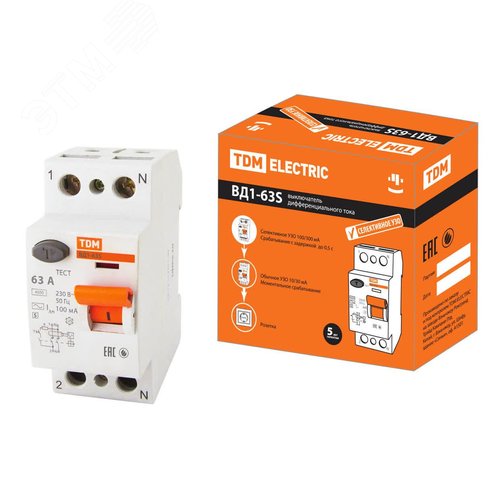 Устройство защитного отключения ВД1-63S двухполюсное 63А 100мА 8