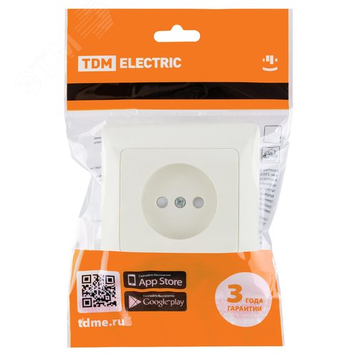 "Розетка 2П с защ. шт. 10А 250В сл. кость ""Ильмень"" TDM" 3
