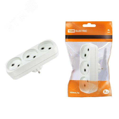 Блок на 3 гнезда 2П без заземления плоский 6А 250B