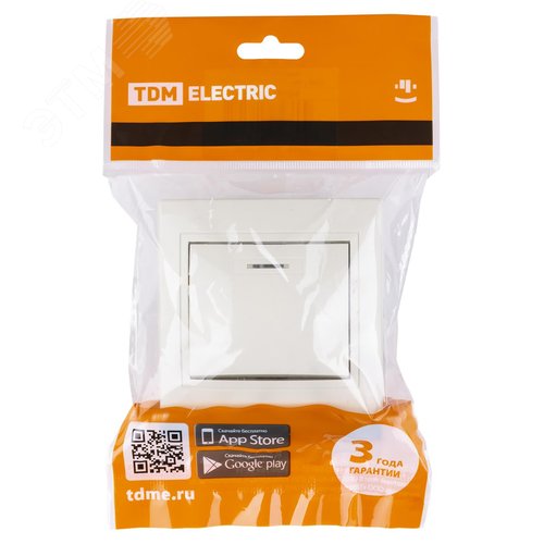 Выключатель 1 кл. с подсветкой 10А (основание керамика) сл. кость Таймыр TDM 4