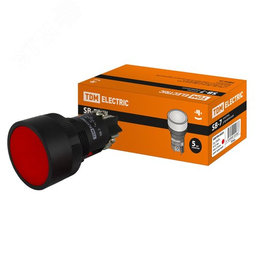 Кнопка SВ-7 'Стоп' красная 1р d22мм/230В - TDM ELECTRIC