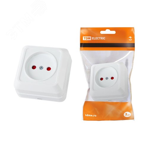 Розетка 2П открытой установки с защитными шторками IP20 10А, белый ''Ладога'' 2